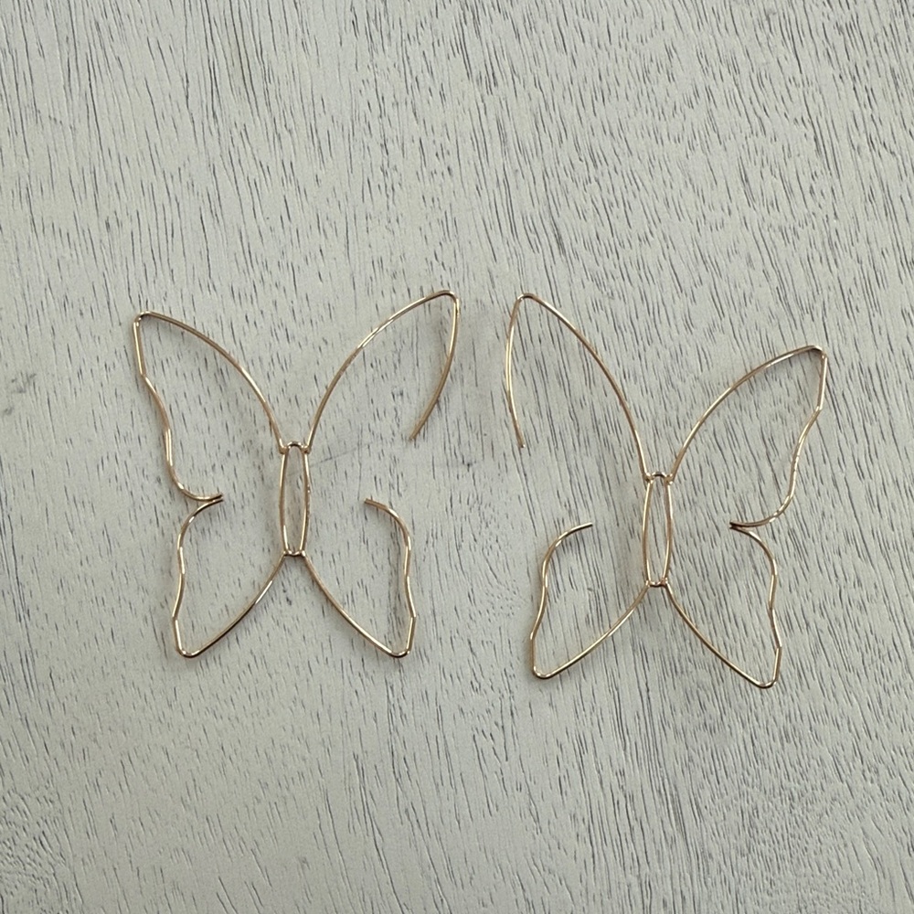 Gold Butterfly Wire Earrings